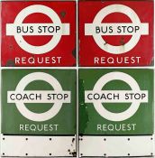 Pair of 1950s/60s London Transport BUS/COACH STOP FLAGS, both 'boat'-style and both in heavily-