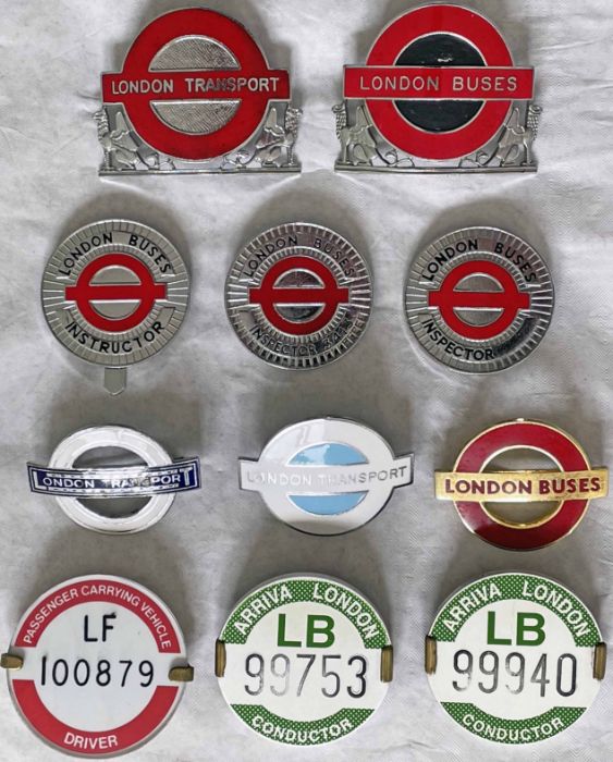 Selection (11) of London Transport & later Central Buses CAP BADGES & MEDALLIONS including road