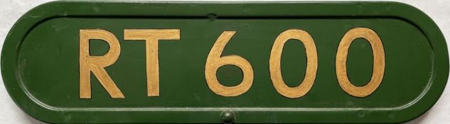 London Transport RT bus BONNET FLEETNUMBER PLATE from Country Area RT 600. The original RT 600 (a '