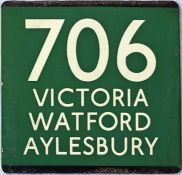 London Transport coach stop enamel E-PLATE for Green Line route 706 destinated Victoria, Watford,