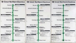 Trio of LINE DIAGRAMS for the Great Northern Electrics service from King's Cross to Royston.
