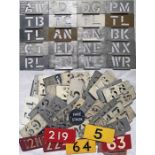 Quantity (c90) of London Transport GARAGE CODE & RUNNING NUMBER STENCILS plus a bus stop FARE
