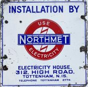 c1920s NorthMet Electric Power Supply Co (London Underground Group) ENAMEL SIGN. The NorthMet was