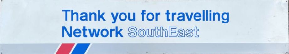 Network South East STATION SIGN 'Thank you for travelling - Network South East'. An alloy sign