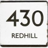 London Transport bus stop enamel E-PLATE for route 430 destinated Redhill. This would have been