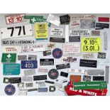 Large quantity (80+) of bus etc small PLATES, SIGNS & NOTICES, mostly alloy, some are enamel,