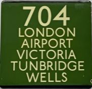 London Transport coach stop enamel E-PLATE for Green Line route 704 destinated London Airport,