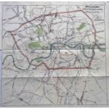 1866 London railways MAP "Map of the Railways proposed by the Bills of the [Parliamentary] Session