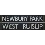 London Underground Standard Tube Stock enamel CAB DESTINATION PLATE for Newbury Park / West