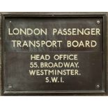 1930s London Transport bronze OWNERSHIP PLATE 'London Passenger Transport Board' as affixed by the