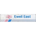 Network South East STATION SIGN incorporating National Rail logo from Ewell East station on the