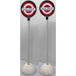 London Transport enamel 'DOLLY' BUS STOP (Request), the complete unit including suitable pole and