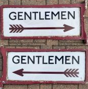 1920s/30s London Underground enamel SIGN 'Gentlemen' with the early directional arrow featuring 4