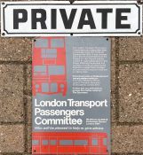 Early 20th century London Underground enamel DOORPLATE 'Private', estimated c1900-1910 and
