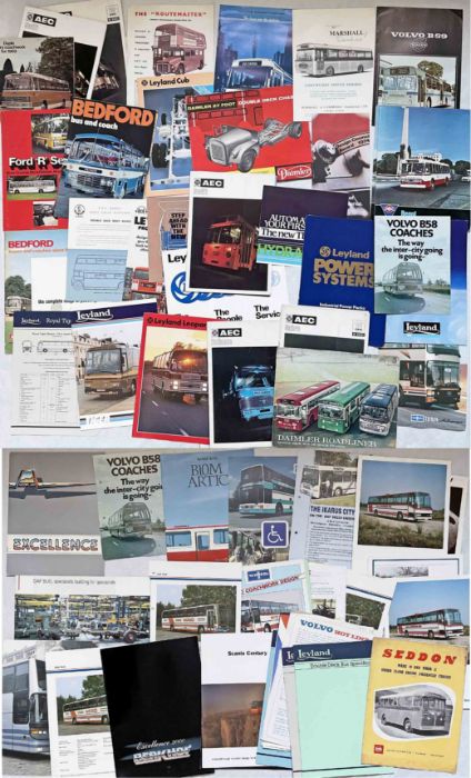 Large quantity (70+) of mainly 1960s/70s bus and coach MANUFACTURERS' BROCHURES & PAMPHLETS. Names