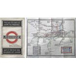 1922 London Underground MAP OF THE ELECTRIC RAILWAYS OF LONDON 'What to See & How to Travel' with