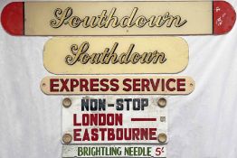 Selection (5) of 1950s/60s Southdown Motors Services etc COACH PLATES & BOARDS including two with