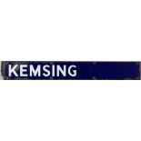 Southern Railway enamel DEPARTURE INDICATOR PLATE 'Kemsing' with original wooden backing tumbler,