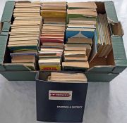 Large box containing 100+ 1930s-80s (most are 1950s-70s) mainly bus (a couple of rail) TIMETABLE