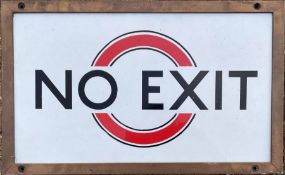 1930s London Underground enamel SIGN 'No Exit' with original bronze frame. Features the