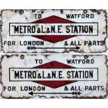 1925 Metropolitan Railway and London & North Eastern Railway enamel DIRECTION SIGN 'To Watford.....