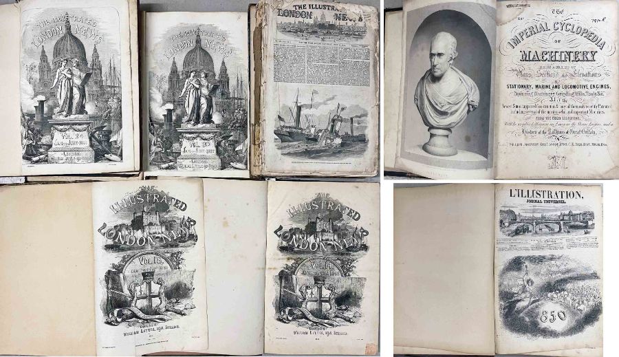 7 X 1840s/50s bound volumes comprising 5 of the ILLUSTRATED LONDON NEWS (volumes 14: Jan-Jun 1849,