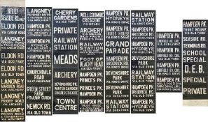 c1960s Eastbourne Corporation DESTINATION BLIND. A lengthy blind, linen-type, complete and, apart