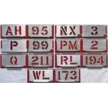 Selection (7 sets) of London Transport bus STENCIL PLATE HOLDERS with GARAGE CODE & RUNNING NUMBER