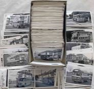 Large quantity (c750) of b&w, postcard-size, double-weight PHOTOGRAPHS of London buses and