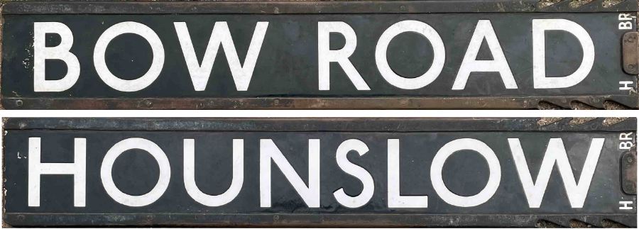 1930s London Underground District Line enamel DESTINATION PLATE 'Bow Road / Hounslow' as located