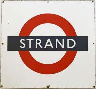 1950s/60s London Underground enamel PLATFORM BULLSEYE SIGN from Strand station. This was the name of