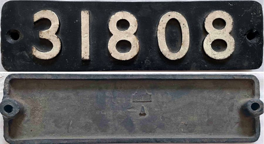 BR(S) locomotive SMOKEBOX PLATE from ex-SR Maunsell U-class 'U-Boat' 2-6-0 31808. Built in 1928 at