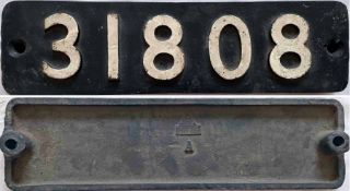 BR(S) locomotive SMOKEBOX PLATE from ex-SR Maunsell U-class 'U-Boat' 2-6-0 31808. Built in 1928 at