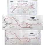 Trio of 1950s British Railways CARRIAGE LINE DIAGRAMS, the first for Suburban Lines from King's