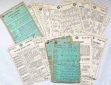 Large quantity (approx 100) of 1920s/30s LGOC & London Transport PANEL TIMETABLES for a wide variety