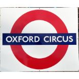 London Underground enamel PLATFORM ROUNDEL SIGN from Oxford Circus station on the Bakerloo,