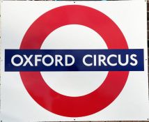 London Underground enamel PLATFORM ROUNDEL SIGN from Oxford Circus station on the Bakerloo,
