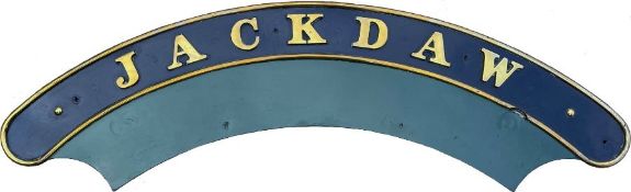 Locomotive NAMEPLATE from GWR 'Bulldog'-Class 4-4-0 3447 "Jackdaw". Built at Swindon in 1909 and