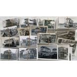 Large quantity (c900) of mostly postcard-size (some are larger) b&w PHOTOGRAPHS of London buses,