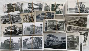 Large quantity (c900) of mostly postcard-size (some are larger) b&w PHOTOGRAPHS of London buses,