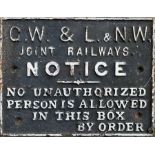 Great Western & London & North Western (GW & L&NW) Joint Railways cast-iron SIGNAL BOX DOOR