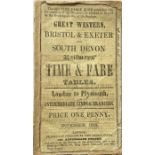 1849 (November) TIMETABLE BOOKLET for the Great Western, Bristol & Exeter and South Devon Railways