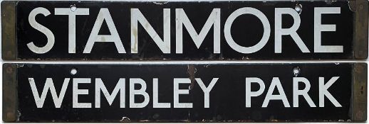London Underground Standard / 38-Tube Stock enamel CAB DESTINATION PLATE for Stanmore / Wembley Park