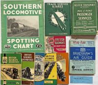 Selection (11 items) of RAILWAY etc EPHEMERA: 1939 Southern Electric Timetable & Fares (Extension of