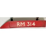 London Transport Routemaster BONNET FLEETNUMBER PLATE from RM 314. The original RM 314 entered