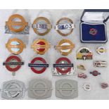 Quantity (21) of London Underground CAP BADGES & PIN BADGES from the 1950s-1980s including station