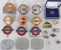 Quantity (21) of London Underground CAP BADGES & PIN BADGES from the 1950s-1980s including station