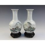 A pair of Chinese vases in the Republic period manner, Jingdezhen, each of bottle form