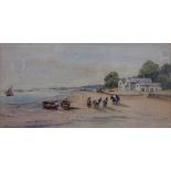 Attributed to Sidney Massee (English school, 19th century), Watercolour on paper, Beach scene with