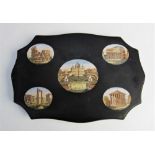An Italian desk weight inset with micro-mosaic views of Rome comprising Colosseum, St Peter's